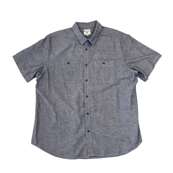 Old Navy Men's Denim Blue Chambray Slim Fit Button Short Sleeve Shirt - SIZE XXL - Picture 1 of 6